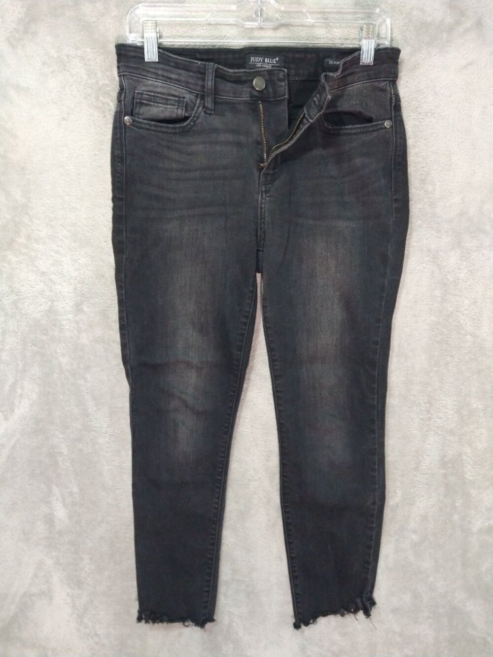 Judy Blue Skinny Jeans Womens 5/27 Black Stretch Raw Hem Denim Mid Rise